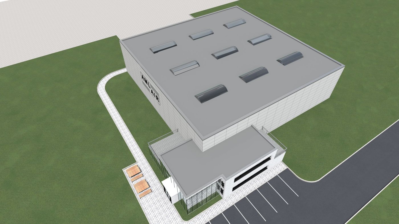 Novostavba letadlového hangáru